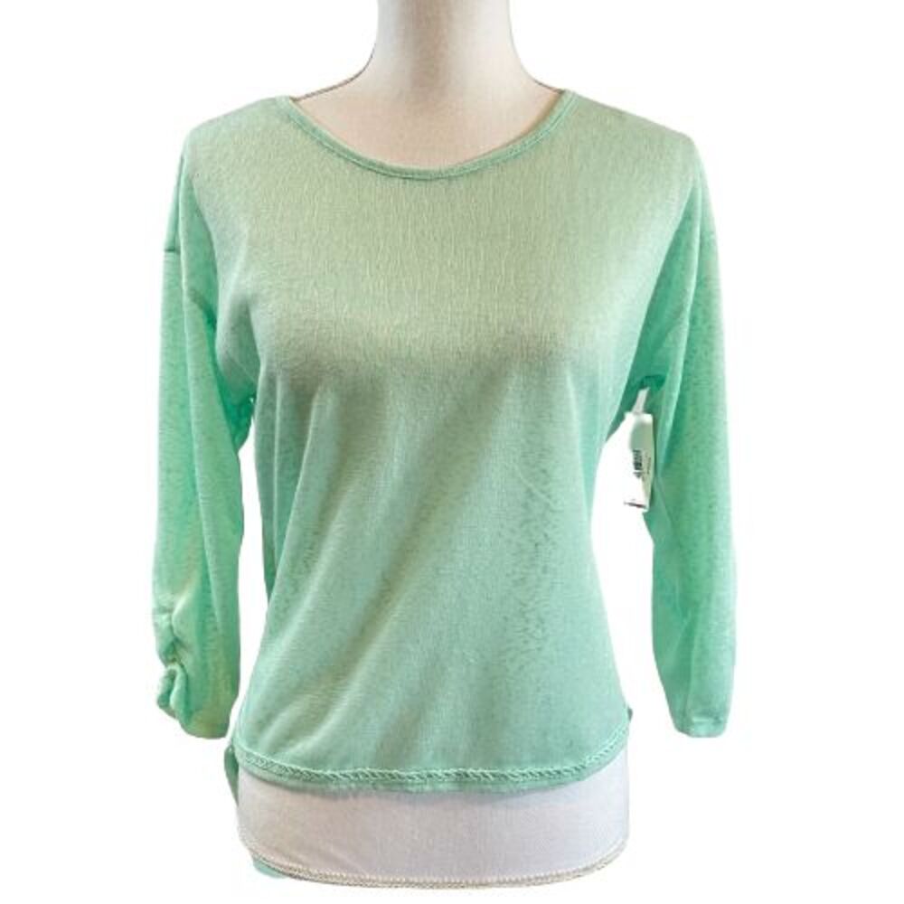NWT No Boundaries Women's Large Aqua Green Sweater Style Top 3/4 Sleeve